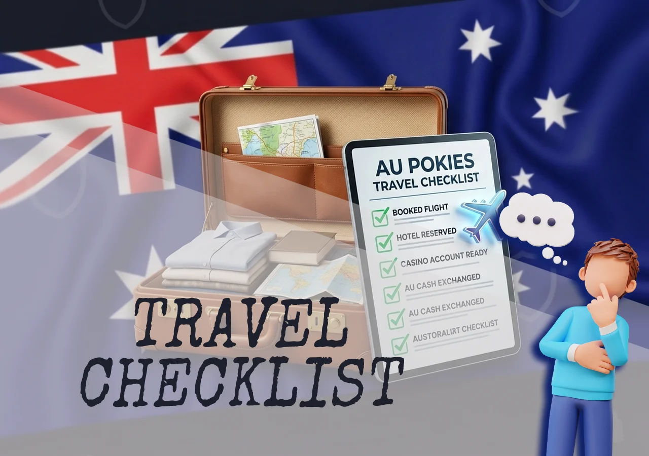 Handy travel checklist for playing Australian online mobile pokies safely on the go.