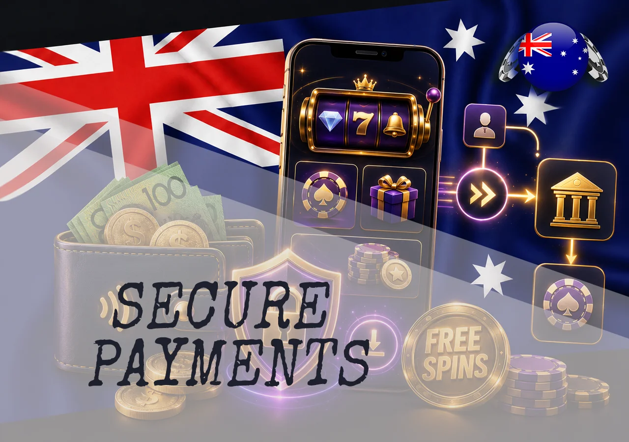 Secure payments for free spins packages in Australia with AUD, digital wallet, PayID-style transfer, and fast deposit